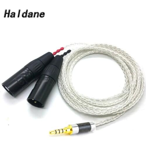 Free Shipping Haldane 8 Cores 7N OCC Silver Plated 3.5mm TRRS Balanced to Dual 3pin XLR Male Audio Adapter Cable
