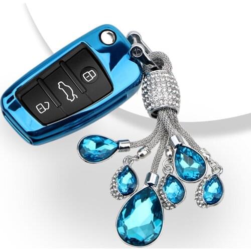 LEEPEE Shell Key Holder Protect Bag for Audi A1 A3 A4 A5 Q7 A6 C5 C6 Soft TPU Car Key Cover Folding Key Case Shell