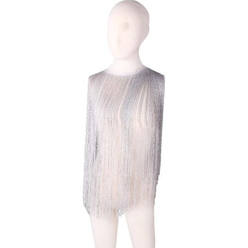 CHENGBRIGHT 5Yard silver Silk Sparkling Fringe Trim Tassel Fringe Trimming Latin Dress Stage Clothes Accessories Lace Ribbon DIY