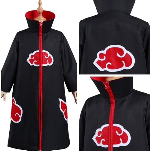 Anime Kids Akatsuki Cosplay Costume Kids Children Zip Up Coat Halloween Carnival Suit