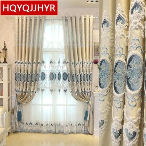 Europe custom-made luxury embroidery Blackout curtains for Living Room classic craftsmanship high quality curtains for Bedroom