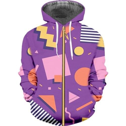 IFPD EU/US Size 3D Men Zipper Hoodies Color Geometry Sweatshirt Plus Size Hoodie Men/women Tracksuits Clothing Unisex Pullovers