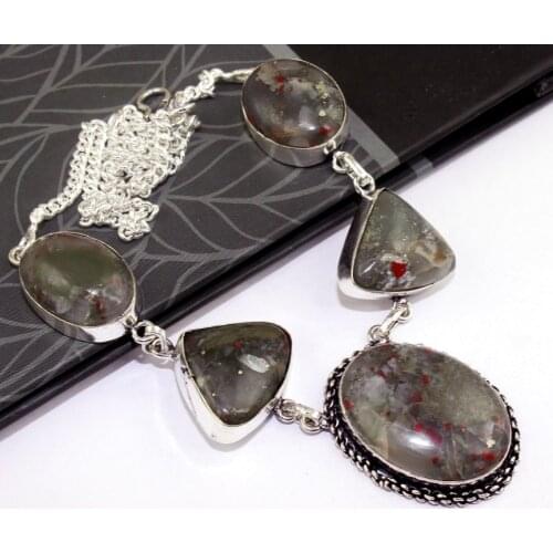 Jaspper Necklace Silver Overlay over Copper , 45.5cm, N0135