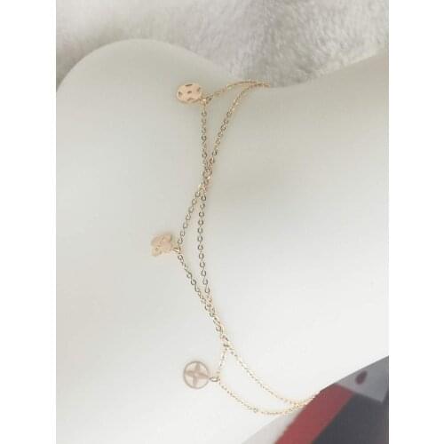 Foer leaf clover classic luxury women fashion stainless steel anklet bracelet