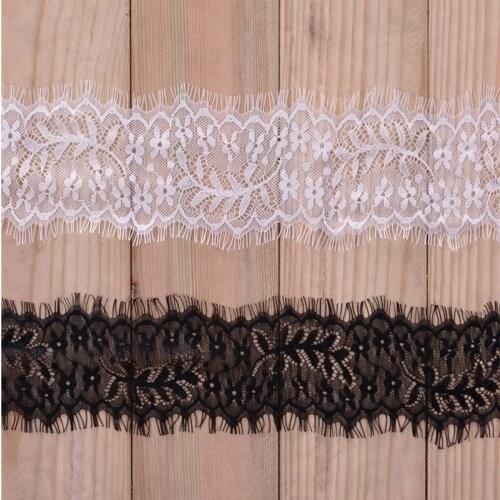 6meters/lot Eyelashes Lace Trim Flower Black White Doule Edge Lace Fabric Ribbon Handmade DIY Clothes Accessories Width 8CM