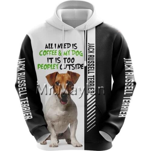 Jack Russell Terrier 3D Jacket Men/Women Harajuku Hoodie Unisex Casual Streetwear Sweatshirt Pullover sudadera hombre JP0415