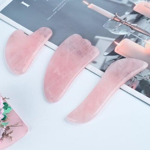 Natural rose quartz Scraping Massage SPA Therapy Stick Point Treatment Muscle Relaxation dongling jade Guasha Board
