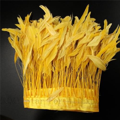 2-10 yards of natural 15-20CM (6-5 inches) tail hair dyed with gold to make cloth edges DIY decoration craft jewelry feather