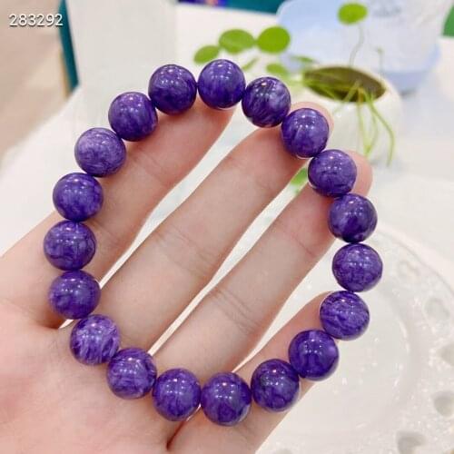 Genuine Natural Purple Charoite Bracelet Russia Women Round Beads Jewelry Healing Charoite Stone 8mmm 9mm 10mm 11mm AAAAA