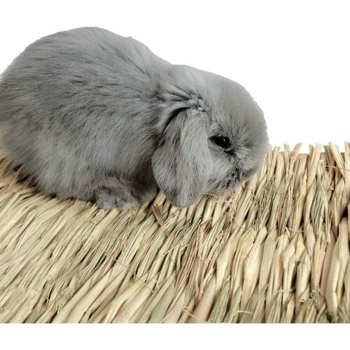 Natural Woven Grass Mat Rabbit Grass Mat Nest Cage Hamster Bed Mat Chew Toys For Rabbit Rat Woven Bed Pets House