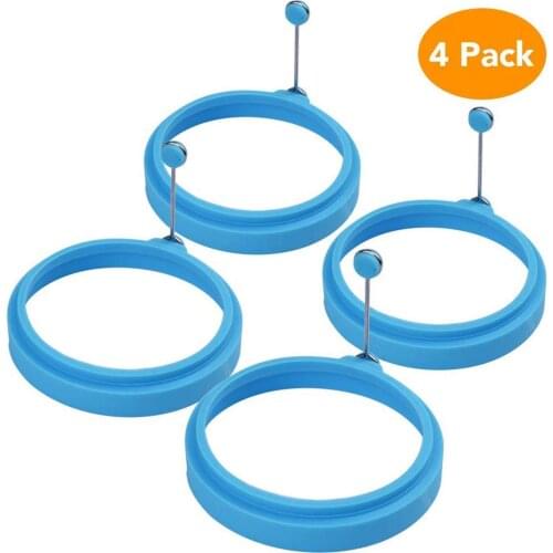 New Silicone Fried Egg Pancake Ring Omelette Fried Egg Round Shaper Mould 100% Food Grade Egg Cooking Rings Non Stick (4 pcs)
