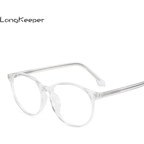 LongKeeper Round Glasses Frame For Women Luxury Transparent Computer Eyeglasses Frames Clear Lens Optical Spectacle Frame