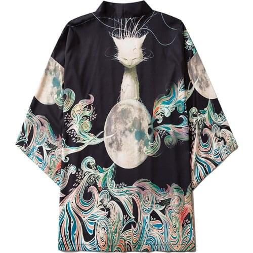 Japanese Printed Couple Spring Cardigan Men Haori Yukata Male Samurai Costume Clothing Kimono Jacket Streetwear Shirt