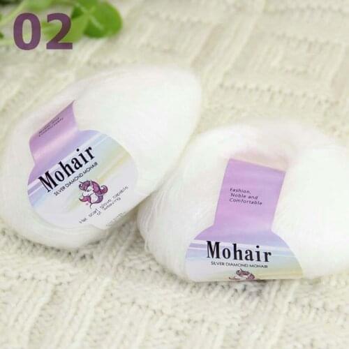 Sale New 2BallsX25g Luxury Soft Mohair Warm Wrap Shawl Hand Knit Crochet Yarn 291-02 White