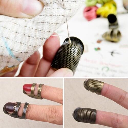 Retro Metal Finger Protector Thimble Ring Handworking Thimble Needles Craft Household DIY Sewing Accessories