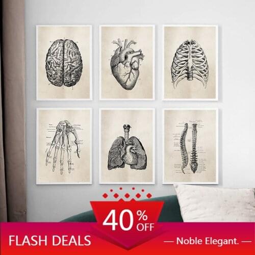 Human Anatomy Science Retro Poster Skeleton Heart Patent Vintage Print Painting Pictures Medical Doctor Clinic Wall Decor 122