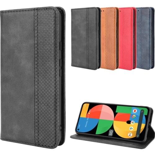 Retro Slim Leather Flip Cover For Google Pixel 5A 5G Case Wallet Card Stand Magnetic Book Cover For Google Pixel 5a 5G Cases