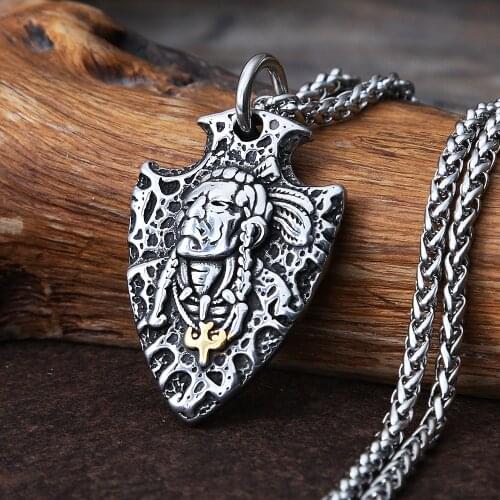 Vintage Indian Chief Necklace For Mens Chain Punk Hip Hop Arrow Stainless Steel Necklace Pendant Fashion Jewelry Gift