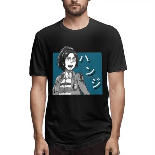Hange Zoe Attack On Titan Kawaii T Shirt Plus Size Cotton Short Sleeve Tshirt Men Cotton Tees Streetwear Harajuku