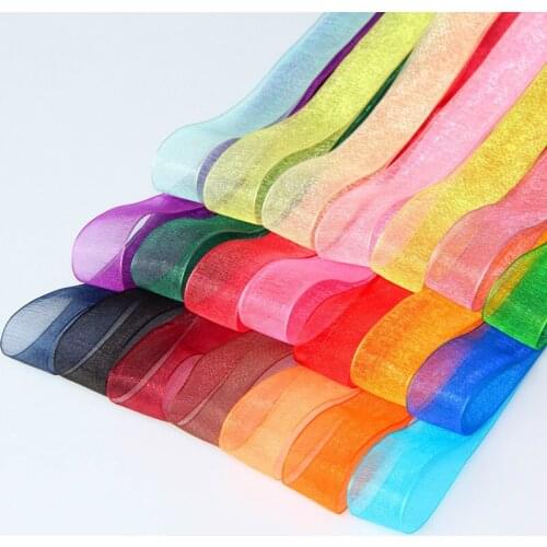 High Quality (50 Yards/roll) 3/4"20mm Organza Ribbon Bow Wedding Party Decoration ribbon Crafts supplies 32 colors are available