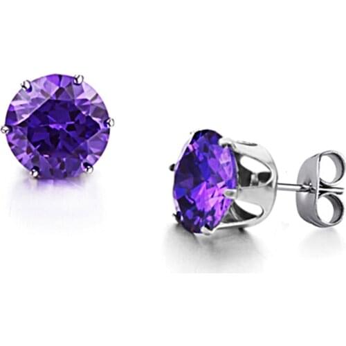 Rhinestone Elegant 8mm 316 Stainless Steel Cubic Zirconia designer Stud earrings for women