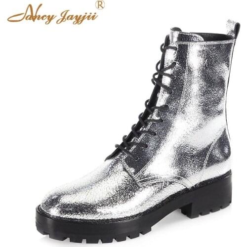 Spring/Autumn Women Adult Boots Ladies Shoes Ankle Cross-Tied Round Toe Med High Square heels Fashion Mature Nancyjayjii 2019