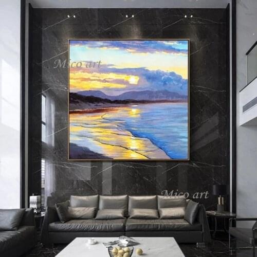100% Hand Painted Seascape Abstract Oil Painting Beach Scenery Canvas Pictures Wall Art Show Pieces For Bedroom Wall Decoration