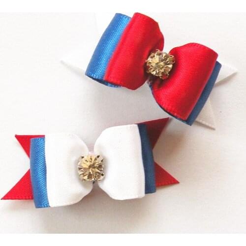 100PC/Lot 4th July Dog Accessories Red/White/Blue Dog Hair Bows Independence Day Dog Grooming Bows Pet Products