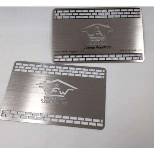 100pcs/lot)brushed stainless steel membership CEO metal cutting out cards