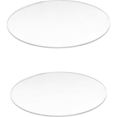 2PCS Transparent 3mm Thick Mirror Acrylic Round Disc, 70mm & 60mm