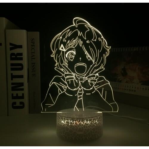 Wonder Egg Priority Ai Ohto Anime 3D LED White Base Night Light for Kids Birthday Gift Home Decor Nightlight 3D Table Lamp
