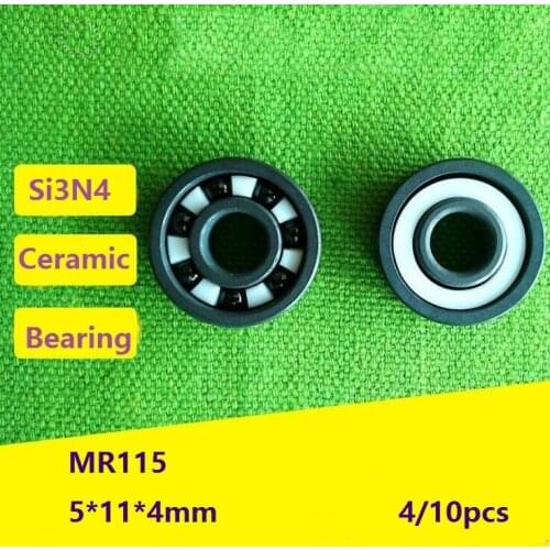 4/10pcs MR115 5x11x4mm High quality Mini Full Si3N4 ceramic deep groove ball bearing fishing reel bearing 5*11*4mm