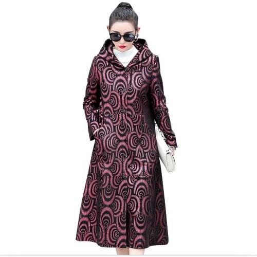 Plus Size 4XL Women Leather Coat New 2021 Motorcycle Leather Jacket Women Coats Long Slim Hooded Womens Leather Clothing PU