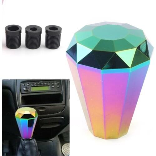 Aluminum Alloy Auto Manual Knob Gear Shift Head Shifter Lever Stick Diamond Universal