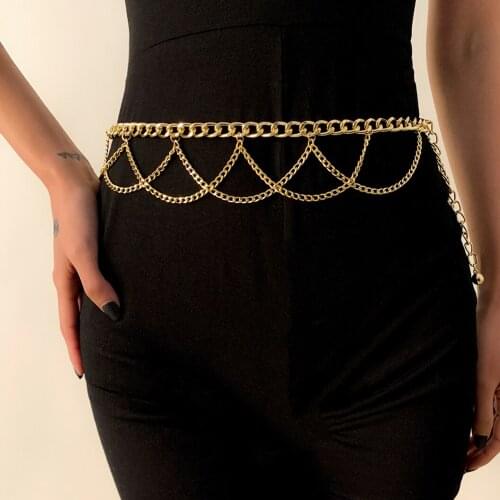 IngeSight.Z Retro Cross Mesh Tassel Waist Chain Sexy Summer Beach Bikini Harness Belly Chain for Women Body Jewelry Nightclub