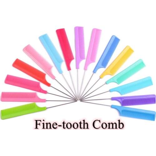 Black Fine-tooth Comb Metal Pin Anti-static Hair Style Barber Shop Perm Hair Dyeing Rat Tail Comb Hair Edge Trimmer Styling Tool