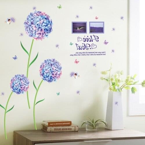 Purple flower ball wall sticker PVC Material DIY wall decals For Living room TV sofa background wall decoration stickers