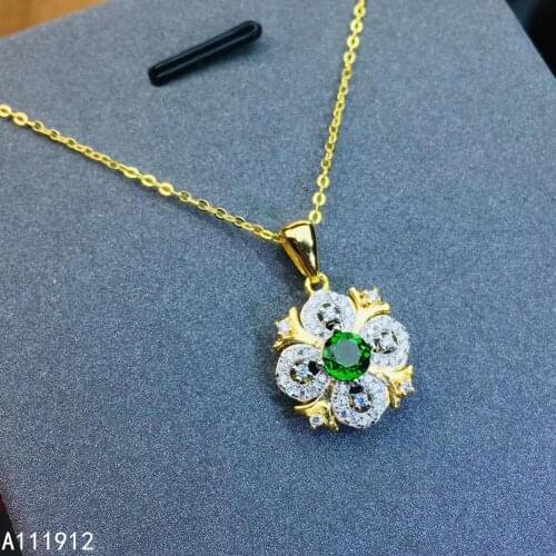 KJJEAXCMY fine jewelry natural Diopside 925 sterling silver women pendant necklace chain support test exquisite