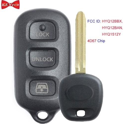 KEYECU for Toyota 4Runner Sequoia 2003-2008 Remote Key Fob FCC ID: HYQ12BBX, HYQ12BAN, HYQ1512Y 4D67 Chip