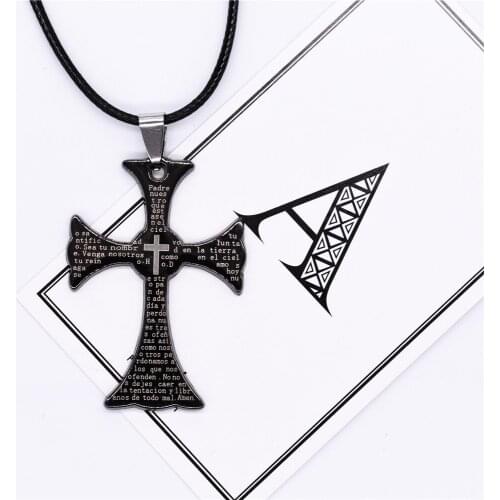 Hot Sale Black Gold Metal Necklace Cross Logo Pendant Accessories Women Men Jewelry Necklaces & Pendants