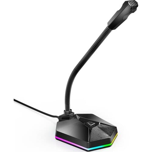 Microphone Noise Reduction Adjustable Angle RGB Breathing Light for Gaming Broadcast NK-Shopping