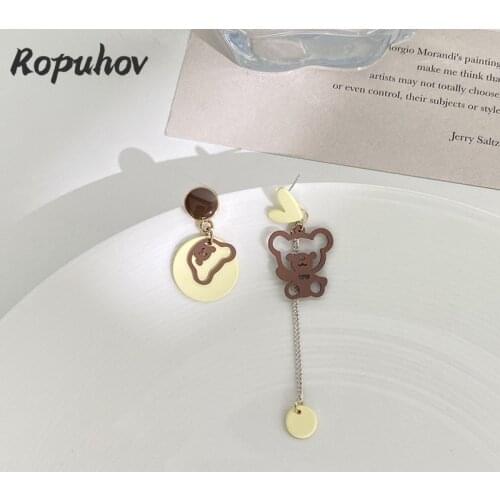 Ropuhov 2021 New 925 Silver Jewelry Korean Fashion Woman Lady Gift Retro Bear Cute Sweet Japanses Earclip Wholesale