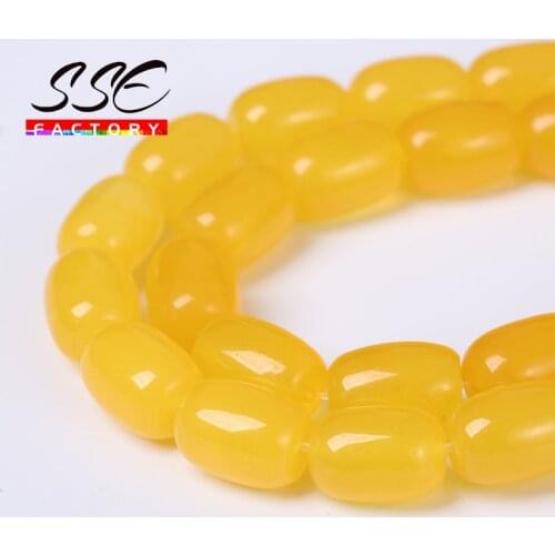 Wholesale Natural Stone Beads Yellow Agates Drum Barrel Shape Beads Semi-Finished Handmade Bracelet Beads For Jewelry Making