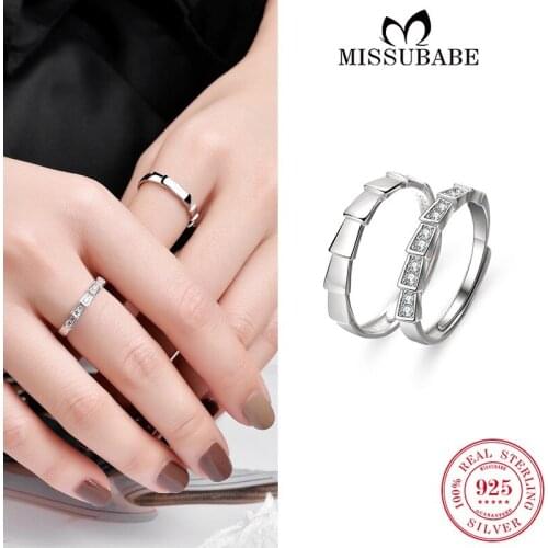 Lovers' Open Rings 925 Silver Geometric Ajustable Promise Opening Rings Exquisite Jewelry Gifts For Men Women Lovers Couples