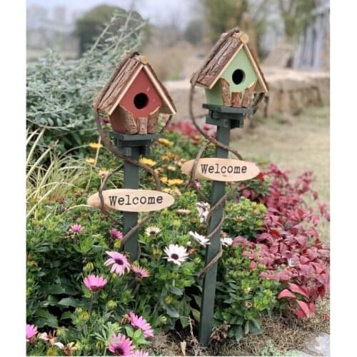 Pastoral Bird House Welcome Brand Rattan Nursery wooden Ornaments Courtyard Park Lawn Figurines Crafts Outdoor Villa Decoration