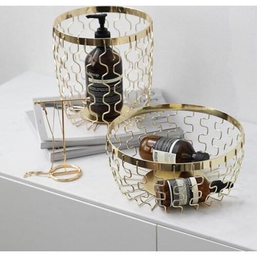 Nordic Luxury Gold-plated Wrought Iron Fruit Basket Debris Storage Basket Table Bread Basket Home Fruit Bowl Decoration