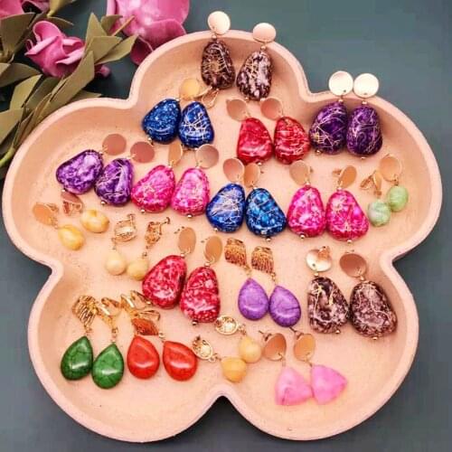 Candy-Color Earrings Geometric Resin Gift Party Jewelry Colorful