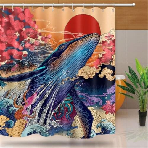 Japanese Style Shower Curtains Geisha And Samurai Patterns Waterproof Polyester Fabric Bathroom Curtains For Home Decor