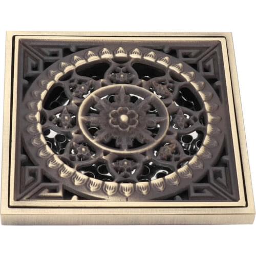 10x10cm Floor Drain Drainage System Bathroom Accessory European Style Antique Bathroom Copper Drain Set for Kitchen Toilet Hotel