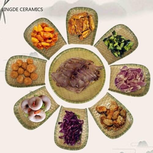 1pcs Hot Sale Melamine Plate Dish Black Round Sushi Spaghetti Steak Salad Container Hot Pot Shop Japanese Cuisine Kitchen